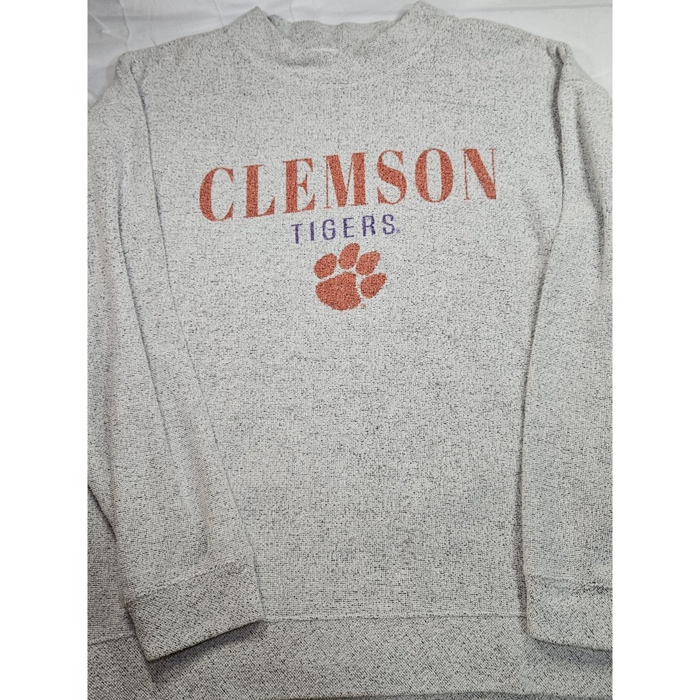Bottom Drawers Clemson Tigers Sweatshirt Ladies Large Heather Grey NCAA Pullover